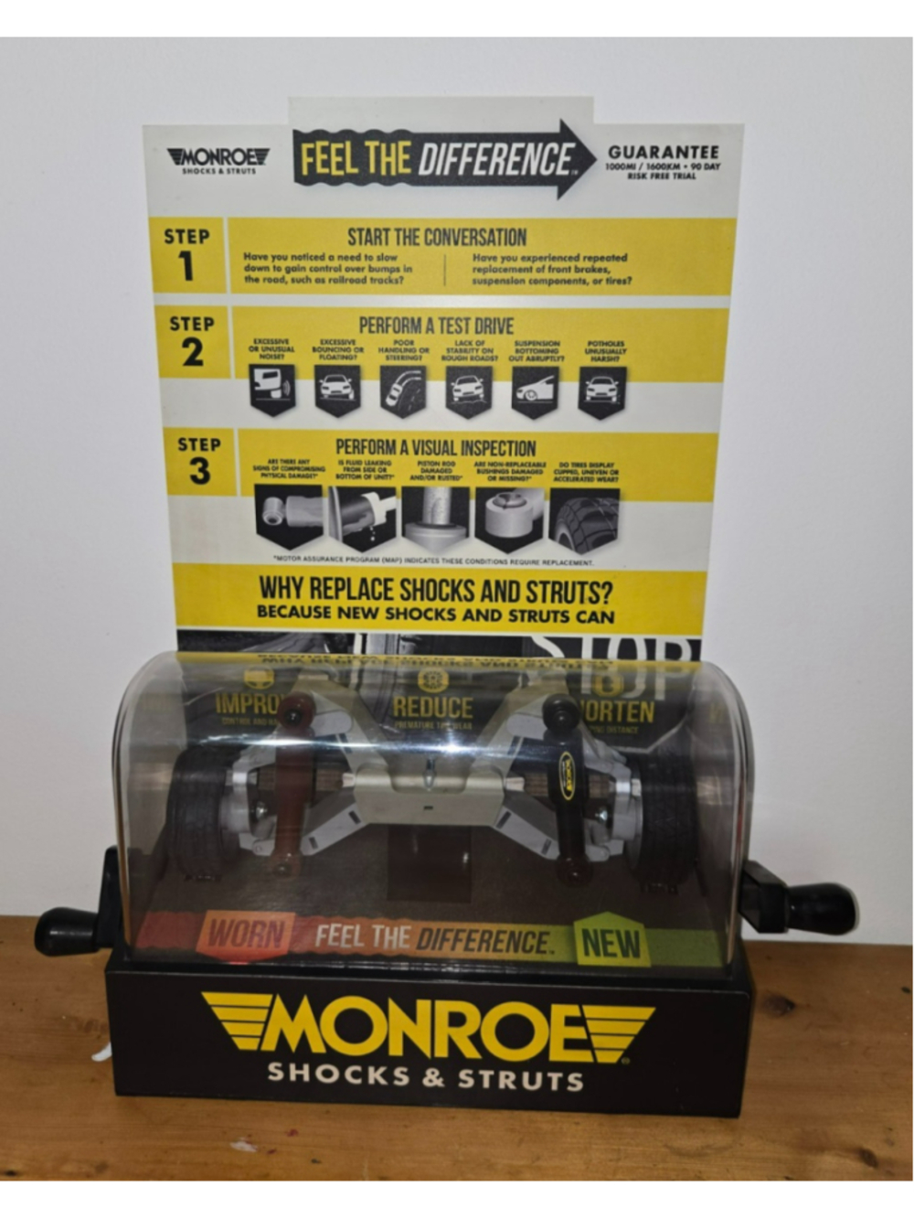 Monroe Shocks & Struts Worn Vs New Countertop Store Display Interactive Sign
